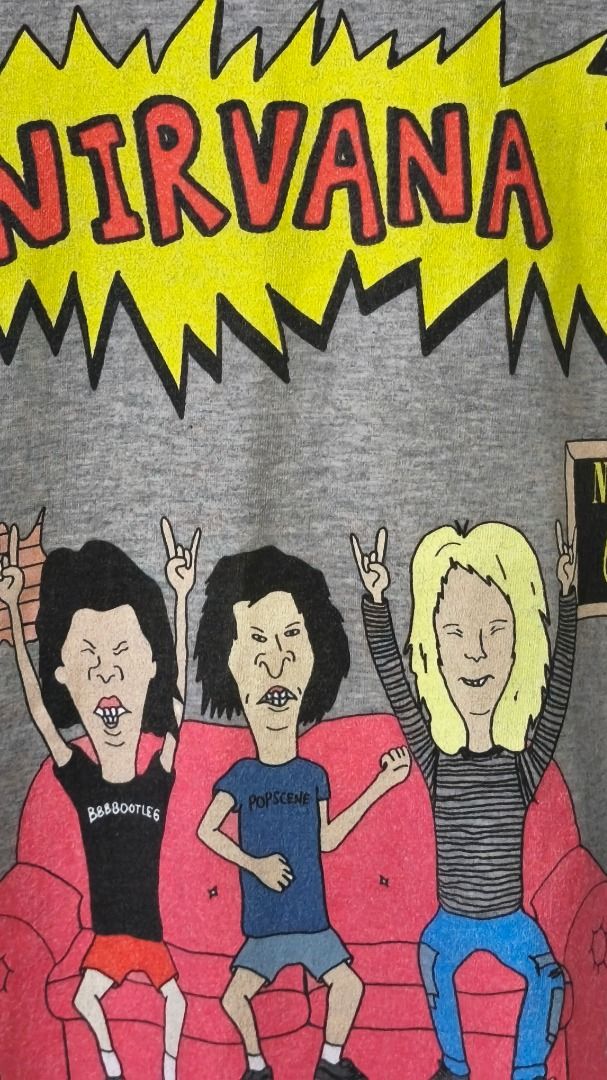 Nirvana Beavis and Butt-Head Graphic T-Shirt Grey (Category: Tshirts & Polo Shirts ) located in Davao. Submitted by thethriftproject082 (Listing ID 1469712175, Image 3). Description: NIRVANA 📍𝐌𝐈𝐍𝐄: 650 📍𝐒𝐈𝐙𝐄 𝐎𝐍 𝐓𝐀𝐆: L-XL 📍𝐃𝐈𝐌𝐄𝐒: 23 x 27.