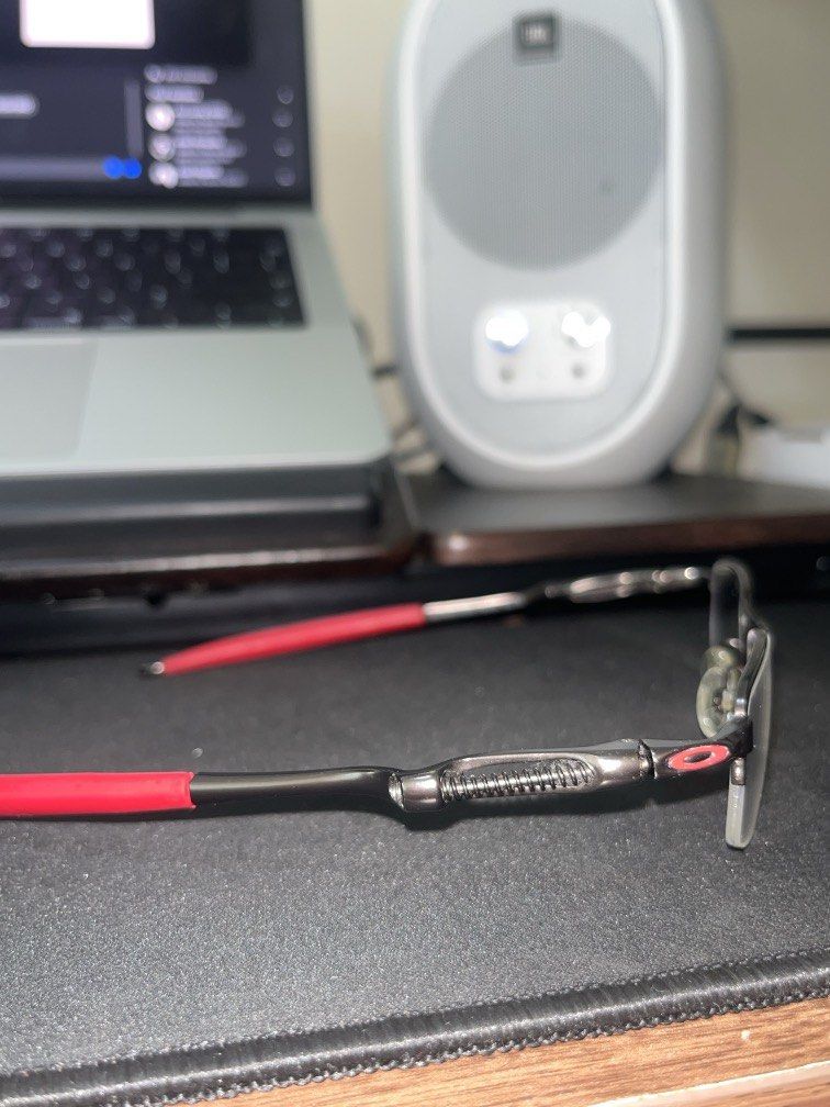 Oakley Pewrer Half Frame Spring Red/Gun Metal Eyeglasses Frames (Category: Sunglasses & Eyewear) located in Mandaluyong City. Submitted by southborder (Listing ID 1469589185, Image 2). Description: With free case Good for prescription No grade Rush.