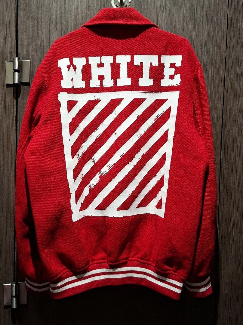 Off - White FW15 Diag Varsity Jacket (Category: Coats, Jackets and Outerwear) located in Pasig City. Submitted by coveted.mnl (Listing ID 1469653857, Image 2). Description: Archive Sample📌 Issue : Washtag was cut on half Best fit to: Large - Xl Width : 23 Length : 29 (MEASURED BY INCHES) 9.5/10 overall condition No issues or flaws in fabric Market Value - $1,100 (P69,300) • P3200 Slightly negotiable • Pasig City meet up • Open for COD Via Lalamo