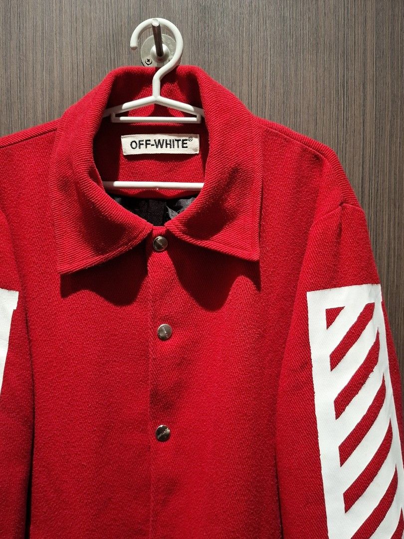 Off - White FW15 Diag Varsity Jacket (Category: Coats, Jackets and Outerwear) located in Pasig City. Submitted by coveted.mnl (Listing ID 1469653857, Image 3). Description: Archive Sample📌 Issue : Washtag was cut on half Best fit to: Large - Xl Width : 23 Length : 29 (MEASURED BY INCHES) 9.5/10 overall condition No issues or flaws in fabric Market Value - $1,100 (P69,300) • P3200 Slightly negotiable • Pasig City meet up • Open for COD Via Lalamo
