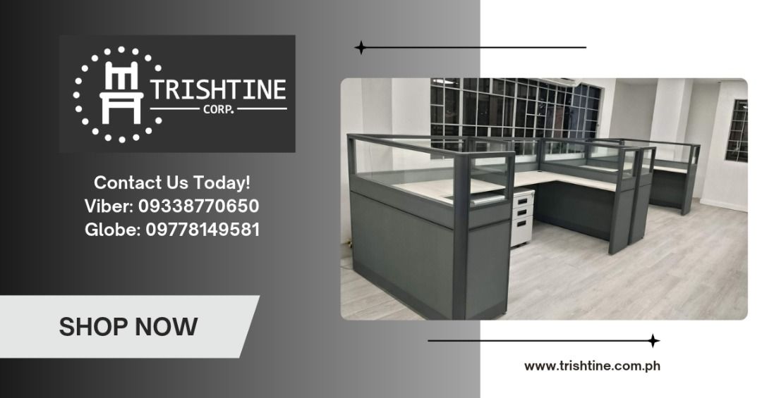 OFFICE PARTITION DIRECT MANUFACTURER (Category: Office Furniture & Fixtures) located in Quezon City. Submitted by trishtinecorp.jem (Listing ID 1469641593, Image 1). Description: NOTE : VAT INCLUSIVE PRICE , BULK ORDERS MORE DISCOUNTS ! 📞 CONTACT US TODAY! (V)(I)(B)(E)(R) - O933.877.O65O ✨ Why Choose TRISHTINE CORP.? *Quality and durable office furniture *Practical and professional designs *Functional solutions for different workspaces *Commitme