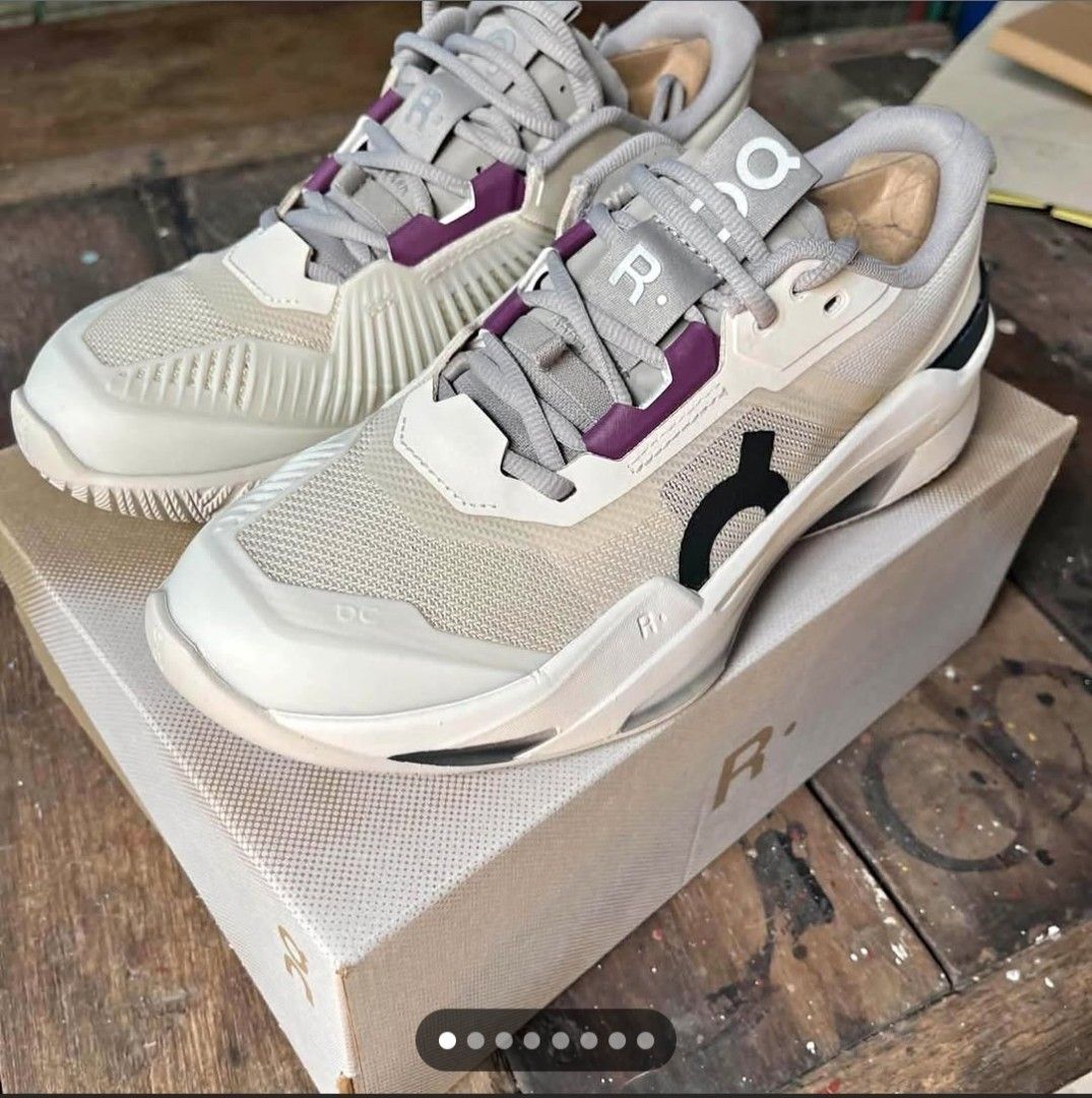 ON Roger Pro Fire (Grain/ Ivory) (Category: Sneakers & Footwear) located in Makati City. Submitted by AnnaK (Listing ID 1469757873, Image 1). Description: Brand new On Roger Pro Fire Size 8 US Grain / Ivory in color Suitable for Tennis or Pickleball.