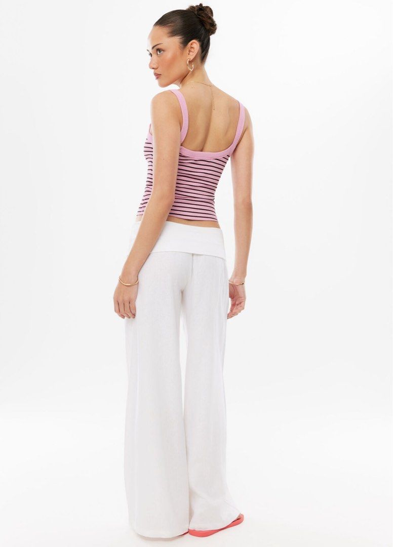 [ONHAND] Supre - Marley Fold down linen pants white (Category: Other Bottoms) located in Cebu City. Submitted by angel.energyph2 (Listing ID 1469659482, Image 3). Description: 🏷️ ₱1600 Size XXS Waist: 56–61 CM (22–24”) Hip: 81–86 CM (32–34”) - Brand new with tag - Wide Leg Lounge Linen Pant - Rib Fold Back Waistband - Full length - Relaxed Fit - Made with 55% Masters of Flax Linen.