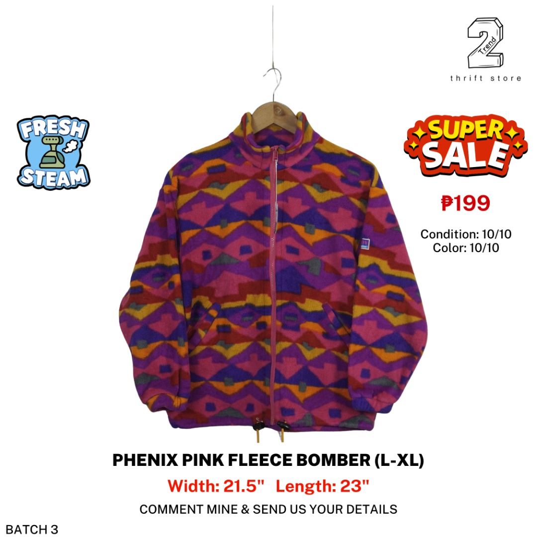 Phenix Pink Fleece Bomber Jacket Medium Weight (L-XL) (Category: Coats, Jackets and Outerwear) located in Marikina City. Submitted by 2trend_thrift (Listing ID 1469737680, Image 1). Description: .