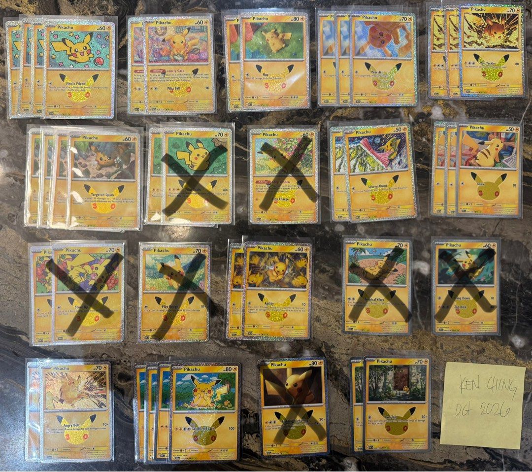 Pikachu (Category: Raw Singles) located in San Juan City. Submitted by kching88 (Listing ID 1469602661, Image 1). Description: Pikachu 30th singles and set Complete set 6000 200 ea Negotiable San Juan or Pasay.