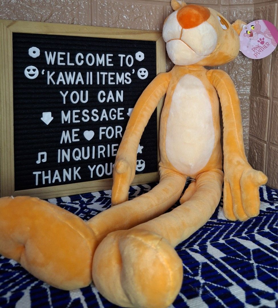Pink Panther Orange Edition Rare Plush Toy (Category: Plushies & Soft Toys) located in Bulacan. Submitted by kawaii_items_stuffed_toys (Listing ID 1469746292, Image 1). Description: Brand new with paper tag From japan box Pink Panther Orange Edition Rare Huggable Height 23½inches/60cm Just message me if you ever want to see more pictures of the item, I'm more than glad to assist you. 📌Location: San Jose Del Monte Bulacan, Philippines 🛵Shipping: