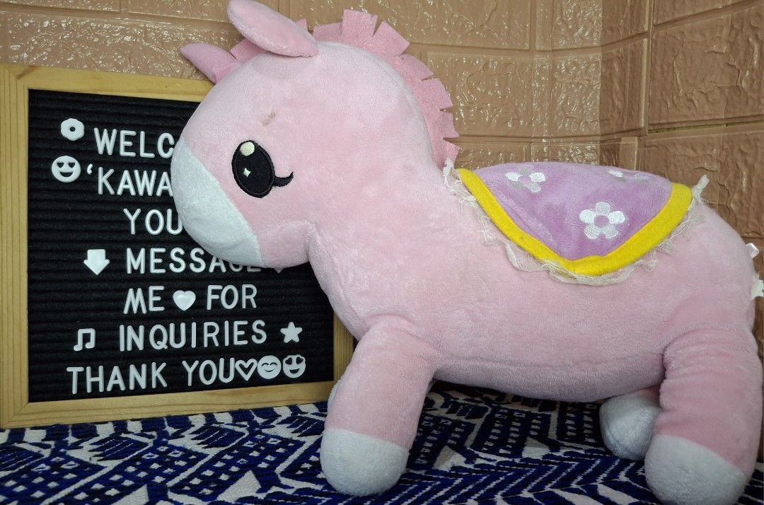 Pink Unicorn Plush Toy (Category: Plushies & Soft Toys) located in Bulacan. Submitted by kawaii_items_stuffed_toys (Listing ID 1469746939, Image 3). Description: Pre-Loved From japan box Flaws (Cut Etiketa) Pink Unicorn Huggable Height 15inches/38cm Lenght 6inches/15cm Width 16inches/41cm Just message me if you ever want to see more pictures of the item, I'm more than glad to assist you. 📌Location: San Jose Del Monte Bulacan, Philippines 🛵Shipp