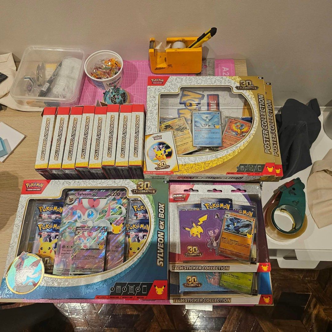 Pokemon 30th Anniversary (Category: Card Boxes & Cases) located in Manila. Submitted by gentle_ksantos (Listing ID 1469749132, Image 1). Description: 30th Knockout Collection (7) - 2400 php ea 30th Poster Collection (2) - 3000 php ea 30th Tech Sticker Collection (2) - 3000 php ea 30th Sylveon EX Box - 4500 php pm for orders until supply last Payment Method 💵 : Bank Transfer ( BDO , Maribank , Security Bank , & Gotyme ) 📍 Manila .