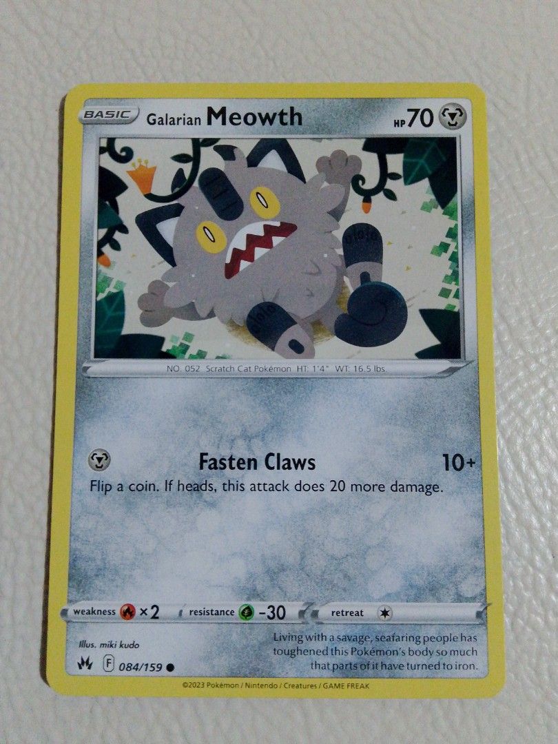 Pokemon card Galarian Meowth (Category: Raw Singles) located in Paranaque City. Submitted by g-books-n-toys (Listing ID 1469720412, Image 1). Description: .