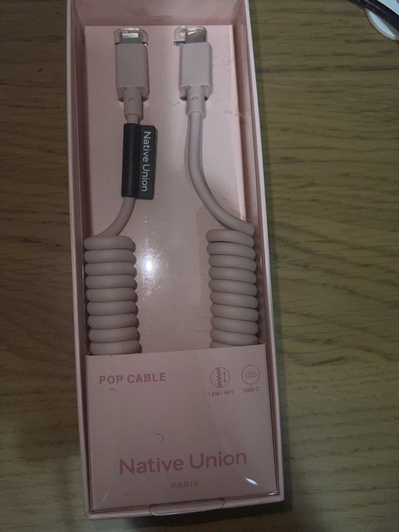 POP Cable Native Union (Category: Chargers & Cables) located in Mandaluyong City. Submitted by maryon_aynon (Listing ID 1469719216, Image 1). Description: - Brand: Native Union (Paris) - Model: POP Cable - Color: Pink / Rose - Condition: Brand new in box (BNIB), unused - Length: 1.2M / 4FT (Coiled / Stretchable design to prevent tangles) - Connector Type: USB-C to USB-C - Meetup locations: RCBC Plaza or Makati Medical Center, Makati City.