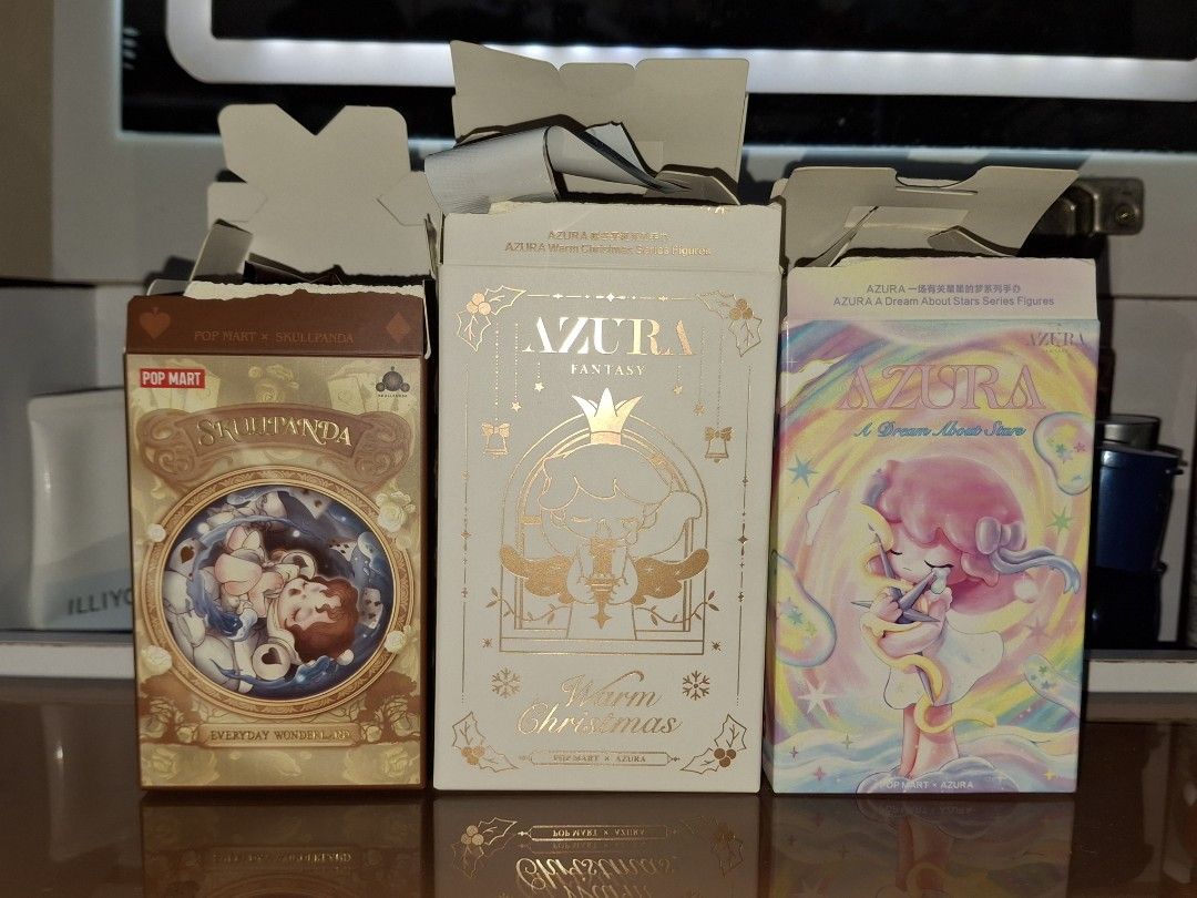 POPMART Bundle | SKULLPANDA AZURA (Category: Designer & Blind Box Toys) located in Pasig City. Submitted by riyune (Listing ID 1469613305, Image 1). Description: ~ take all three for 850 only ! ~ individual details are on their own respective listings ~ lalamove/grab/jnt ~ meetup mnl/pasig ~ gcash/bdo.