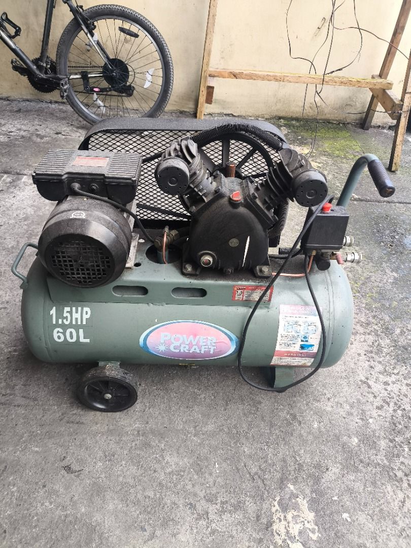 Powercraft PAC 1065 Belt Driven Air Compressor 60L 1.5HP (Category: Construction Tools & Equipment) located in Quezon City. Submitted by jc.ranchus (Listing ID 1469597901, Image 1). Description: For sale only: Power Craft 1.5HP Belt-Driven Air Compressor (60L tank capacity) ✅ Heavy-duty performance – perfect for workshops, detailing, painting, or general use ✅ Quiet operation with smooth belt drive ✅ 220V single-phase, 60Hz ✅ Working pressure: 85