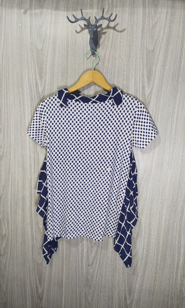 Prada Blouse Short Sleeves (Category: Blouses) located in Naga. Submitted by secondspinv2 (Listing ID 1469639257, Image 3). Description: Prada Blouse Short Sleeves ✅Size: S ✅Width: 12 ✅Length: 25 ✅Color Rate: 9/10 ✅Good Condition ✅Sign Of Usage ✅Need Wash ✅Location: Bicol Naga City, Camarines Sur ✅Courier: J&T Express/Flash Express ✅MOP: Gcash only.