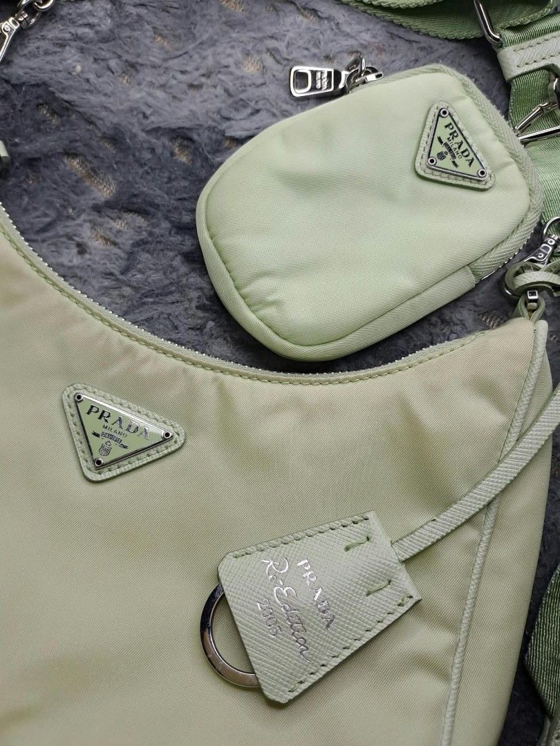 Prada Re - Edition 2005 Re - Nylon (Category: Luxury Bags & Wallets) located in Quezon City. Submitted by yaseen73 (Listing ID 1469750949, Image 2). Description: Pre - Owned / Worn Once Authentic Re - Edition 2005 Re - Nylon Bag Light Green / Aqua Hue Core Specs : - Prada - Re Edition 2005 - Eco Conscious Re Nylon (Regenerated ECONYL® nylon Yarn Source From Recycled Ocean Plastics) With Cross - Grain Saffiano Leather Trims - Light Green / Aqua Hu