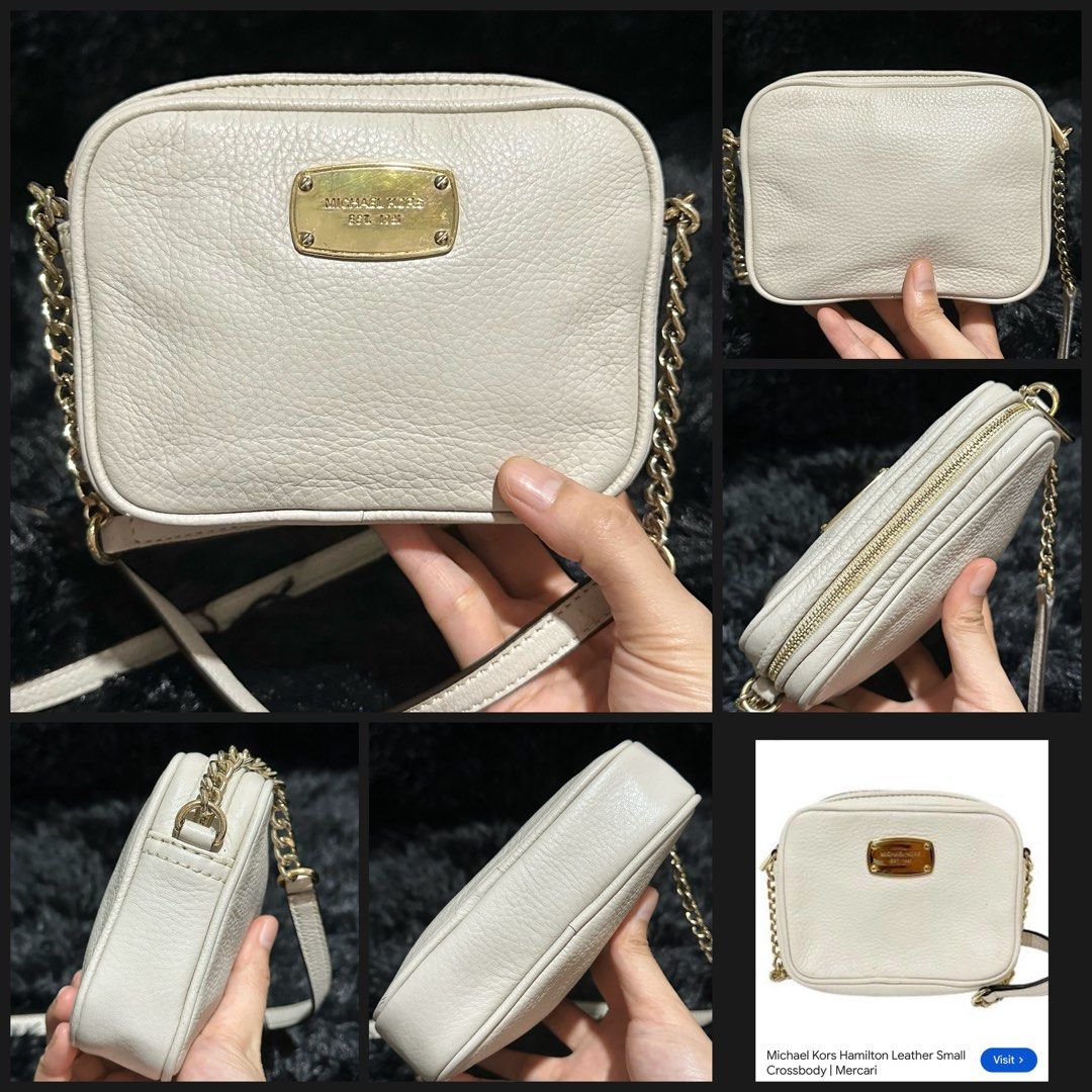 Preloved Mk Fulton mini sling bag original 💯 (Category: Purses & Pouches) located in Caloocan City. Submitted by rqueenluxuryph (Listing ID 1469758000, Image 3). Description: Preloved Mk Fulton mini sling bag original 💯 Ivory white Mini Condtion rate:8/10 Honest issue: minor gold hardware and logo scrathes .