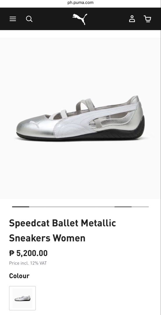PUMA Speedcat Ballet Metallic Sneakers (Category: Sneakers) located in Makati City. Submitted by yatche (Listing ID 1469612494, Image 1). Description: FOR SALE 🩶✨ PUMA Speedcat Ballet Metallic Sneakers Selling my PUMA Speedcat Ballet Metallic in silver! 🤍 Super cute and stylish, letting go of this pretty pair because I haven’t had the chance to use them. 🥹 Still waiting for their first wear, so I’m hoping someone else can enjoy them instead! �