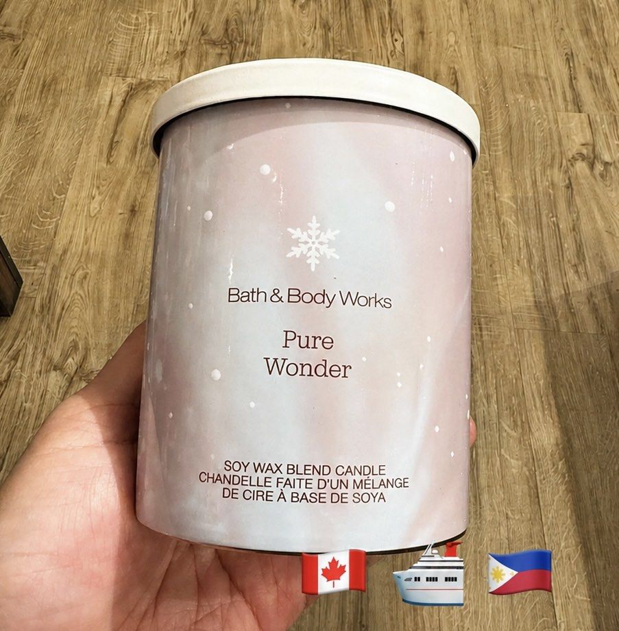 Pure Wonder Single wick candle (Category: Home Fragrance) located in Balungao. Submitted by kateee21 (Listing ID 1469577371, Image 1). Description: 📌📌📌 Available for PREORDER 🛳 Shipping from Canada 🇨🇦 to Philippines 🇵🇭 via sea cargo 📦; Local Shipping fee c/o buyer ✅ 💯 Original/ Authentic BBW Canada🇨🇦 store bought ✅ Soy Wax Blend Candle ✅ If you are interested and willing to wait, do not hesitate to DM us 😉.