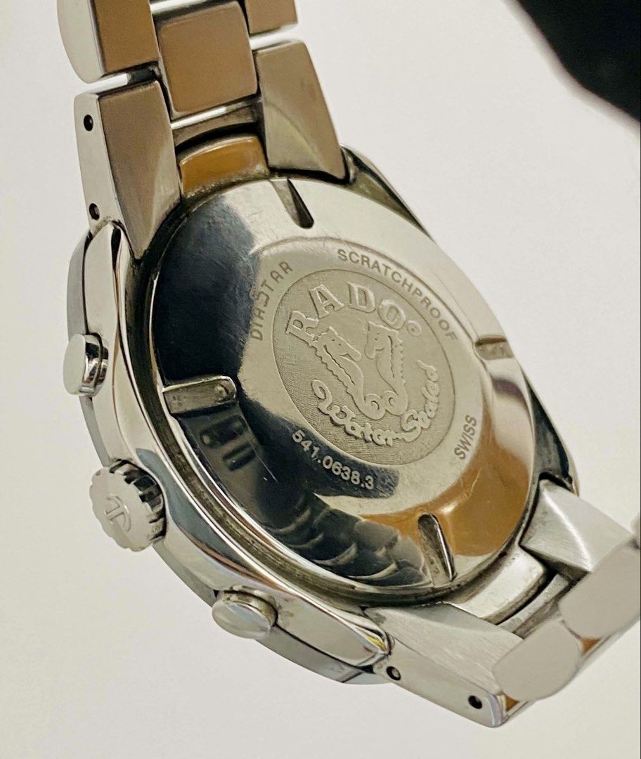 Rado Chronograph 100m Steel Watch (Category: Luxury Watches) located in Baliuag. Submitted by clicksmileph (Listing ID 1469712848, Image 3). Description: Rado DiaStar Original Chronograph Black 45,000 Php (Lowest Price in the Market) Details: Model: R12638153 Movement: High-precision Swiss Quartz Dial: Black dial & yellow accents Case Size: 38.5mm (XL Size) Sapphire Crystal (Scratch-proof) Water Resistance: 100 Meters (10 ATM) Features: Chronogra