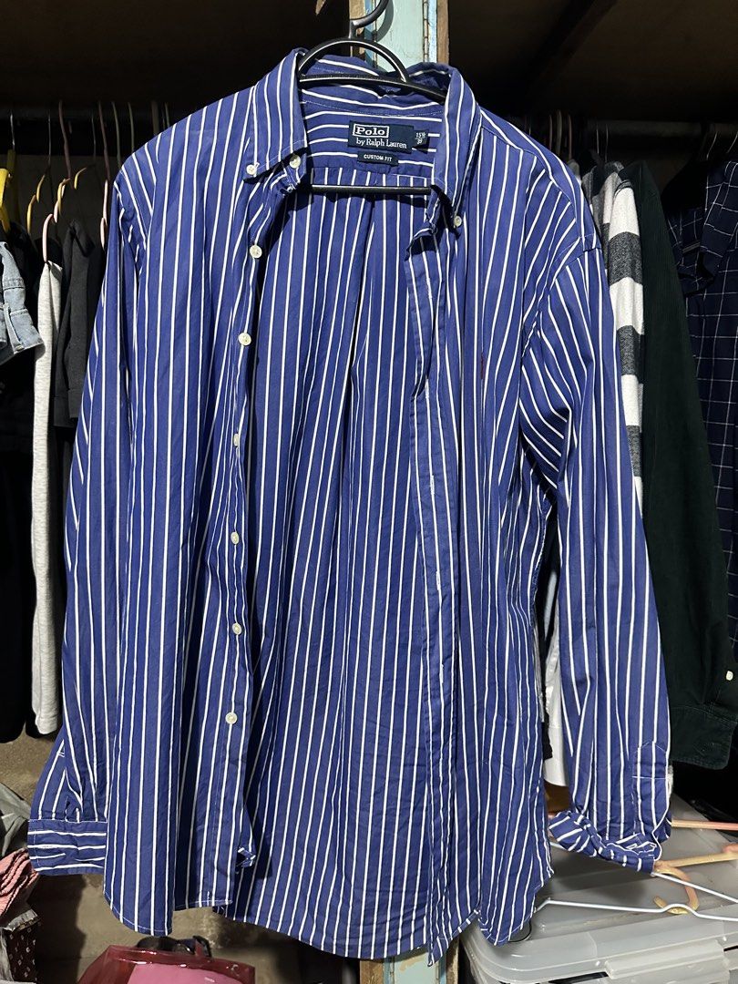 Ralph lauren blue stripes polo (Category: Formal Shirts) located in Marikina City. Submitted by jcs29 (Listing ID 1469713482, Image 1). Description: Selling my rl blue long sleeve polo Size: custom fit 15 1/2 |39 22.5 width 28.5 length best fit medium- semi large frame Authentic No issue 1.2k slight nego Marikina loc Rfs: declutter .