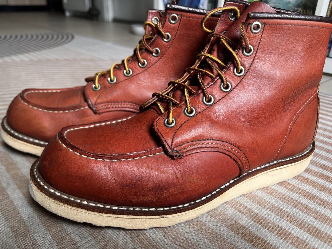 Red Wing 8131 Moc Toes US 10E (Category: Boots) located in Quezon City. Submitted by the.hidden.attic (Listing ID 1469753719, Image 3). Description: I’m selling my Redwing 8131 Moc-toes Size 10E. Personally owned, not thrifted. Size 10E (rare size). I’m a 10.5 to 11 in sneaker sizing and it fits me well. Other details: - soles still thick, bit of heel drag but traction tread pattern still visible - stitching in excellent condition - original tasl