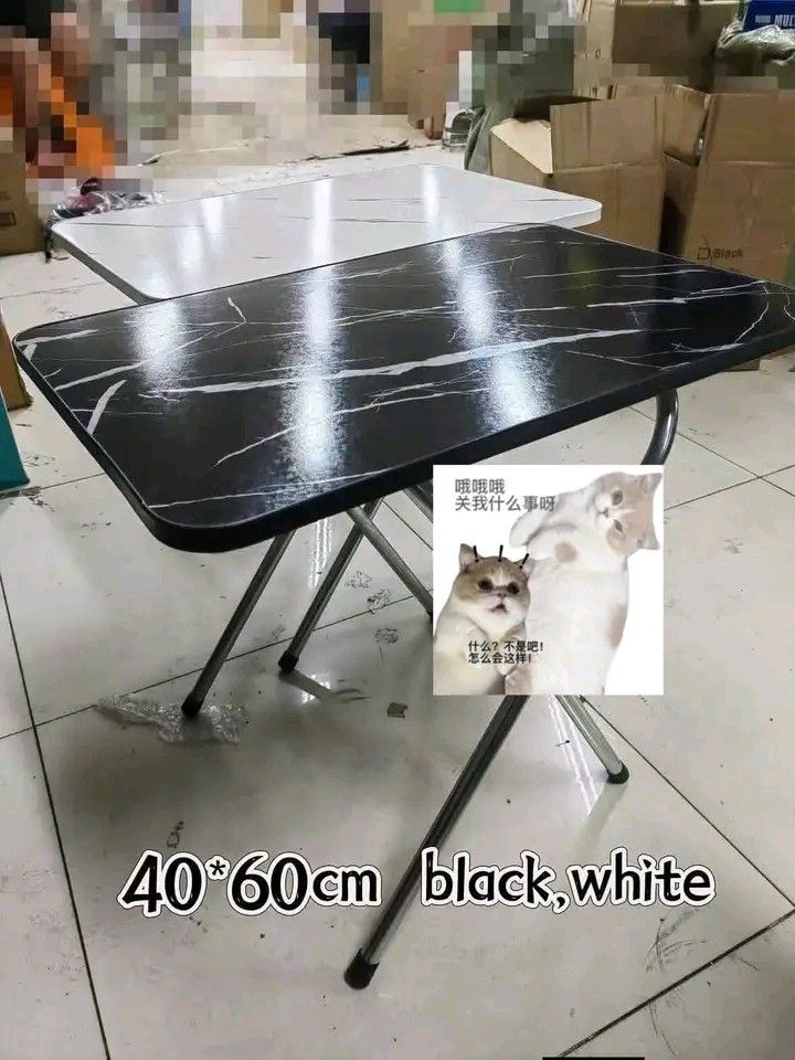 Restock 40*60cm table ️ black，white (Category: Tables & Sets) located in Manila. Submitted by vanstar_c4c231 (Listing ID 1469689124, Image 3). Description: Restock ! ! ! 40*60cm table ️ black，white pm for the order cod via lalamove.