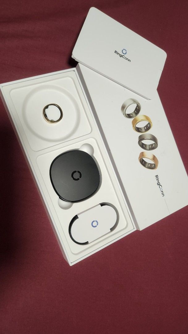 RingConn Smart Ring Royal Gold Gen 2 (Category: Rings) located in Manila. Submitted by jmgco (Listing ID 1469607542, Image 1). Description: - RingConn Smart Ring Gen 2 - Color: Royal Gold Size 11 - Condition: Used good condition - Issue: battery life last only 2 days - Inclusions: Complete set with original packaging, charging case, and cable - Features: Tracks sleep / apnea, activity, and vital signs - pick up at grace park caloocan/potrero mala
