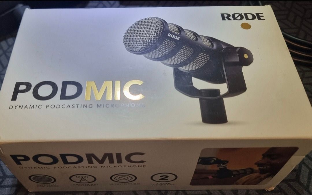 Rode PodMic Dynamic Podcasting Microphone with Box (Category: Microphones) located in Tagum. Submitted by fcbisbroken (Listing ID 1469739824, Image 2). Description: Condition like new, with original box and receipt. I am selling Rode Podmic XLR with these freebies: 3m long high grade low noise microphone cable (XLR male to XLR female), 5pcs acoustic foam panels (30x30x5cm), filter foam for microphone. Despite Rode Podmic already has good built-in
