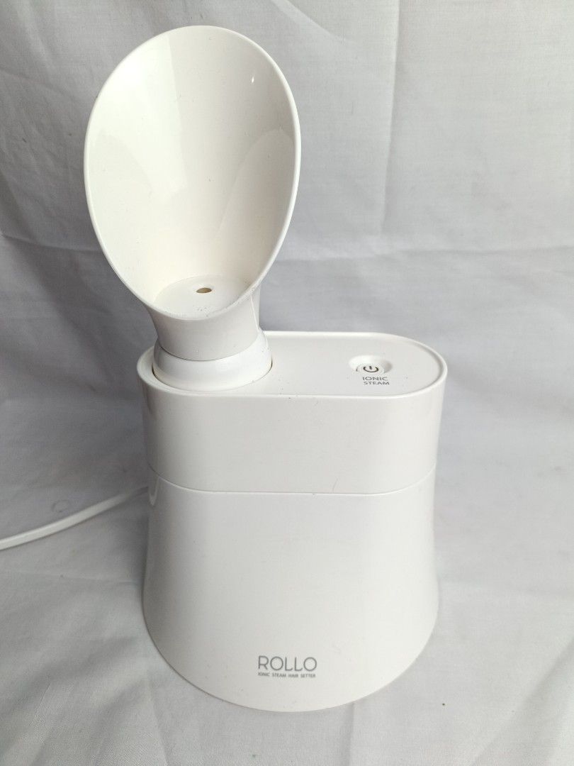 Rollo Ionic Steam Hair Setter ROLLO-100 (Category: Hair) located in Baguio. Submitted by clothes.over.bros.ph_2020 (Listing ID 1469692397, Image 1). Description: - Brand/Model: Rollo Ionic Steam Hair Setter (ROLLO-100) - Color: White - Power: 220V, 60Hz, 130W - Features: Built-in 100% steam system for natural waves and curls without heat damage - Inclusions: Main device, steam funnel attachment, and power cord - Condition: Well-maintained and rea
