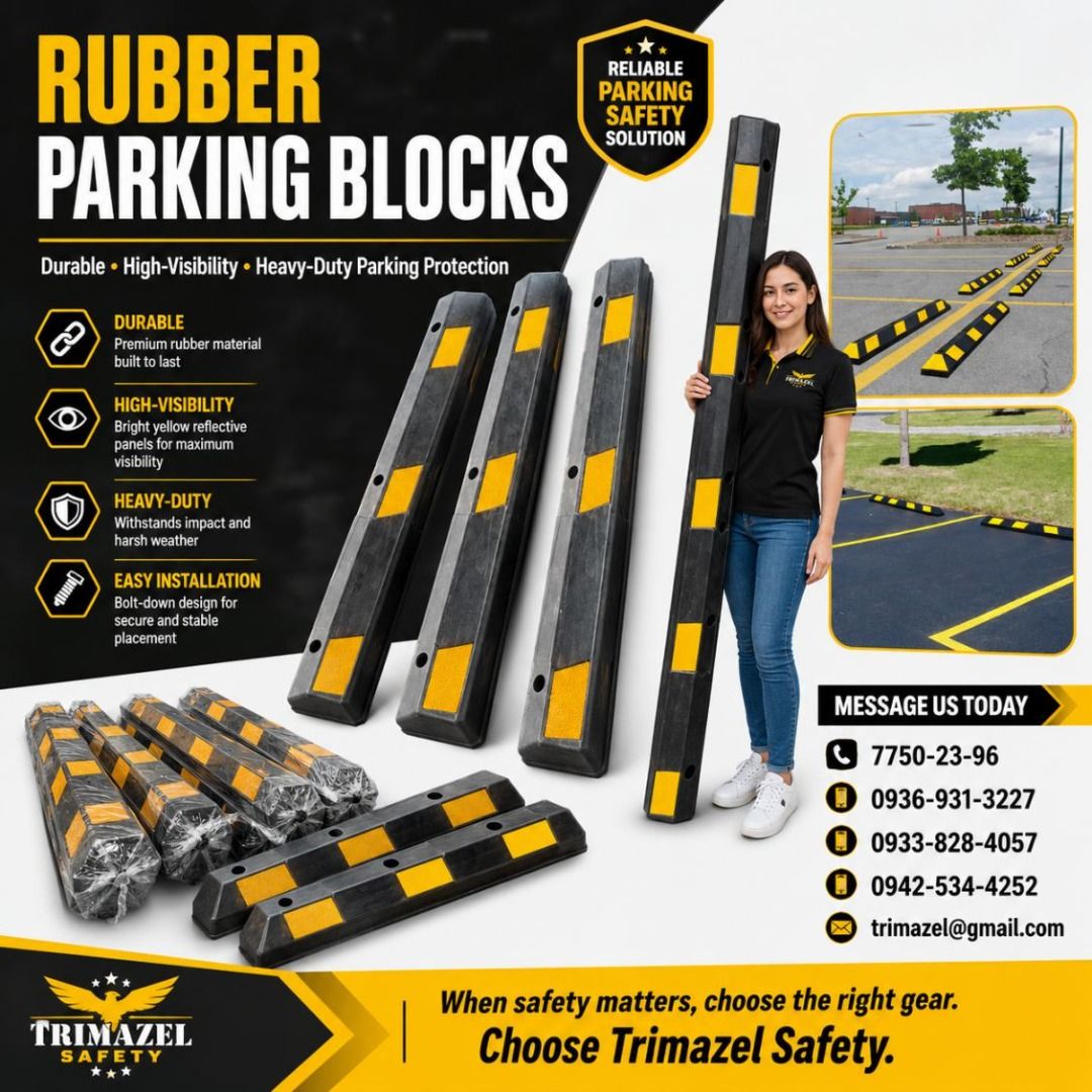 RUBBER PARKING BLOCK (Category: Looking For) located in Caloocan City. Submitted by bodega_sales27 (Listing ID 1469587865, Image 1). Description: 🚗 RUBBER PARKING BLOCK — PARK SMARTER, PARK SAFER! Keep parking spaces organized with our Rubber Parking Block, designed to help guide vehicle positioning and prevent cars from moving beyond designated parking limits. Ideal for parking lots, commercial buildings, offices, warehouses, malls, and residen