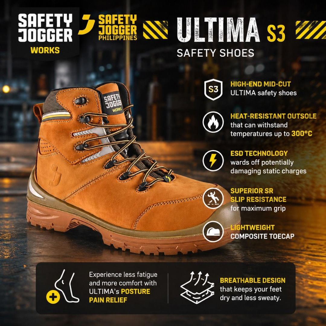 SAFETY JOGGER SHOES ULTIMA S3 (Category: Looking For) located in Las Pinas. Submitted by anin_19 (Listing ID 1469597801, Image 1). Description: SAFETY JOGGER ULTIMA S3 — ADVANCED PROTECTION FOR EVERY WORKDAY! Stay protected and comfortable with Safety Jogger ULTIMA S3 Safety Shoes. Designed for demanding work environments, these safety shoes are ideal for construction sites, warehouses, factories, logistics, and industrial applications. ✅ S3 safe