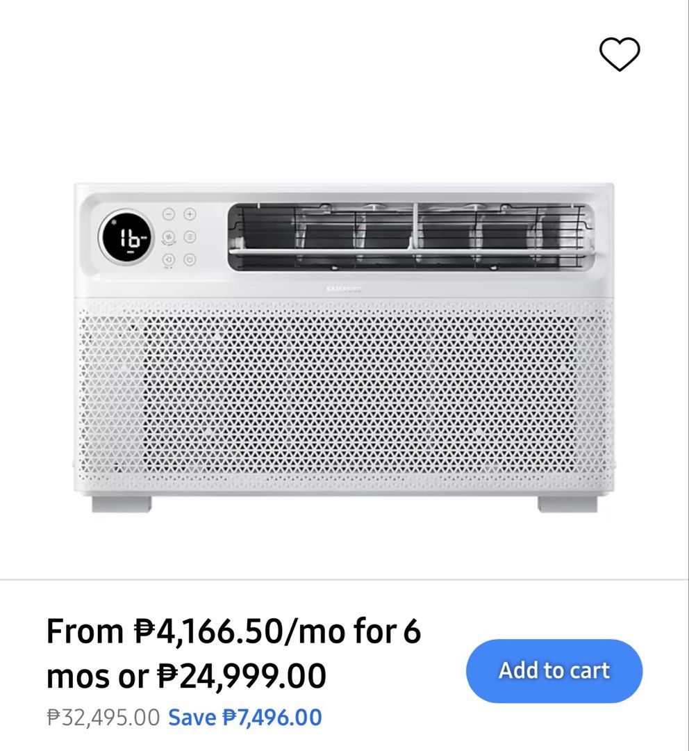 Samsung AW40F09D0ATN Window Type Air Conditioner (Category: Air Conditioning and Heating) located in Manila. Submitted by juvsqz (Listing ID 1469592863, Image 2). Description: - Brand: Samsung Window Type Air Conditioner - Technology: Digital Inverter (Cooling Only) - Model: AW40F09D0ATN - Condition: Brand new, still sealed in original shipping box, never opened or installed - Proof of Purchase: Online receipt available upon request - Fulfillment