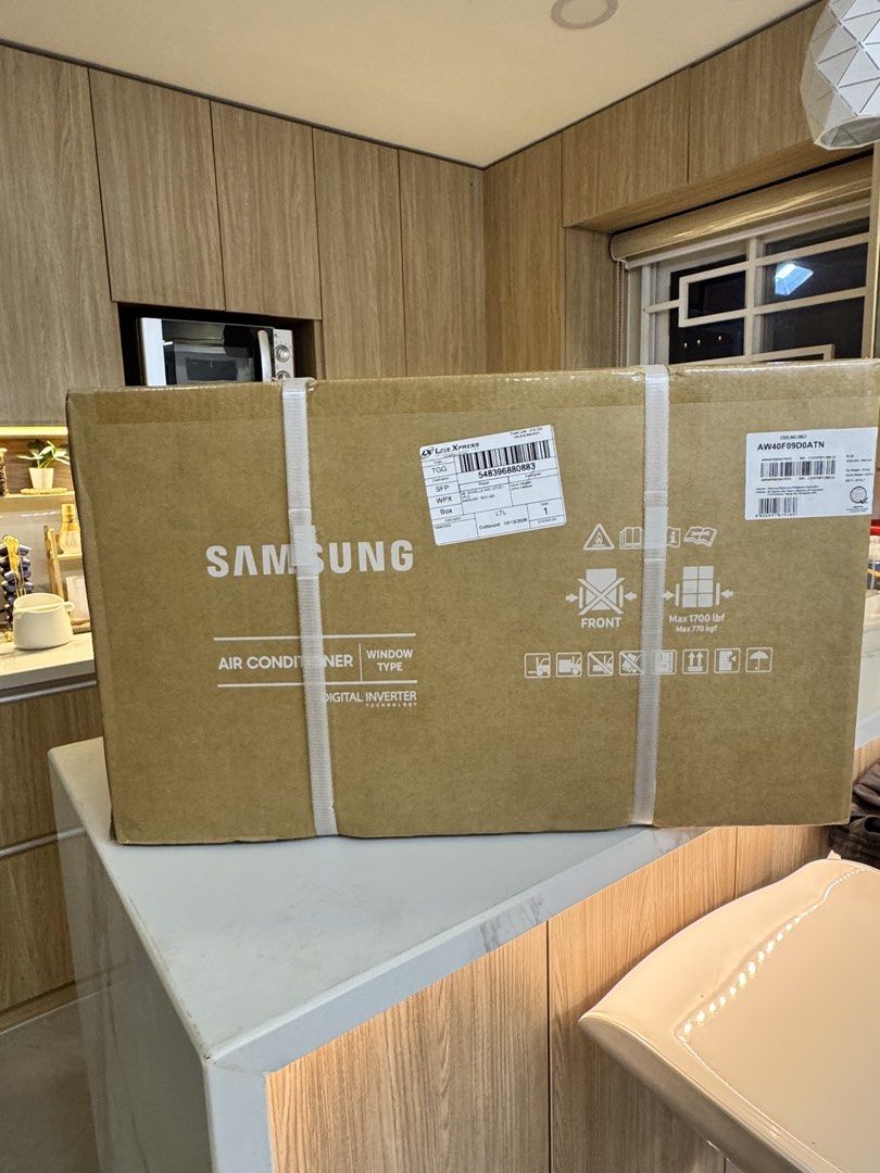 Samsung AW40F09D0ATN Window Type Air Conditioner (Category: Air Conditioning and Heating) located in Manila. Submitted by juvsqz (Listing ID 1469592863, Image 1). Description: - Brand: Samsung Window Type Air Conditioner - Technology: Digital Inverter (Cooling Only) - Model: AW40F09D0ATN - Condition: Brand new, still sealed in original shipping box, never opened or installed - Proof of Purchase: Online receipt available upon request - Fulfillment
