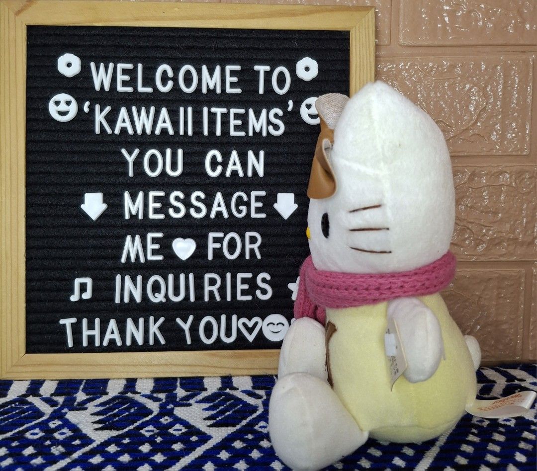 Sanrio Hello Kitty Pink Scarf Plush Toy (Category: Plushies & Soft Toys) located in Bulacan. Submitted by kawaii_items_stuffed_toys (Listing ID 1469743196, Image 2). Description: Brand new From japan box Sanrio Eikoh 1976-2002 Hello Kitty Pink Scarf Height 9inches/23cm Just message me if you ever want to see more pictures of the item, I'm more than glad to assist you. 📌Location: San Jose Del Monte Bulacan, Philippines 🛵Shipping: Flash/Lalamove 