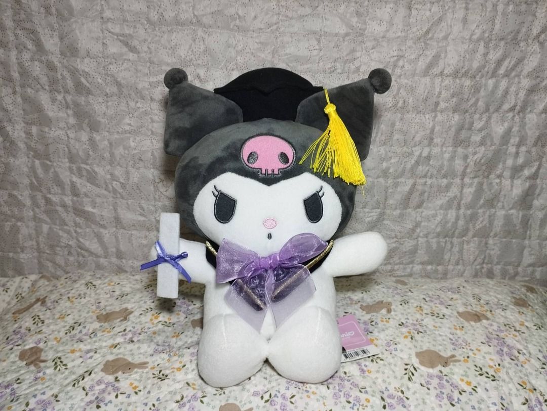 Sanrio Kuromi Graduation Plush (Category: Plushies & Soft Toys) located in Cagayan de Oro. Submitted by pochimart (Listing ID 1469733256, Image 1). Description: Kuromi! 💜✨ (Check Images Please) ⭐₱350 Authentic w/tags - and heavily bargained price! This is an amazing gift to give to someone who's graduating! 🎓💜 ✉️Message me if you're interested or have questions, I'm happy to help! 📍Location: CDO / Cagayan De Oro (we can meet up if we're close