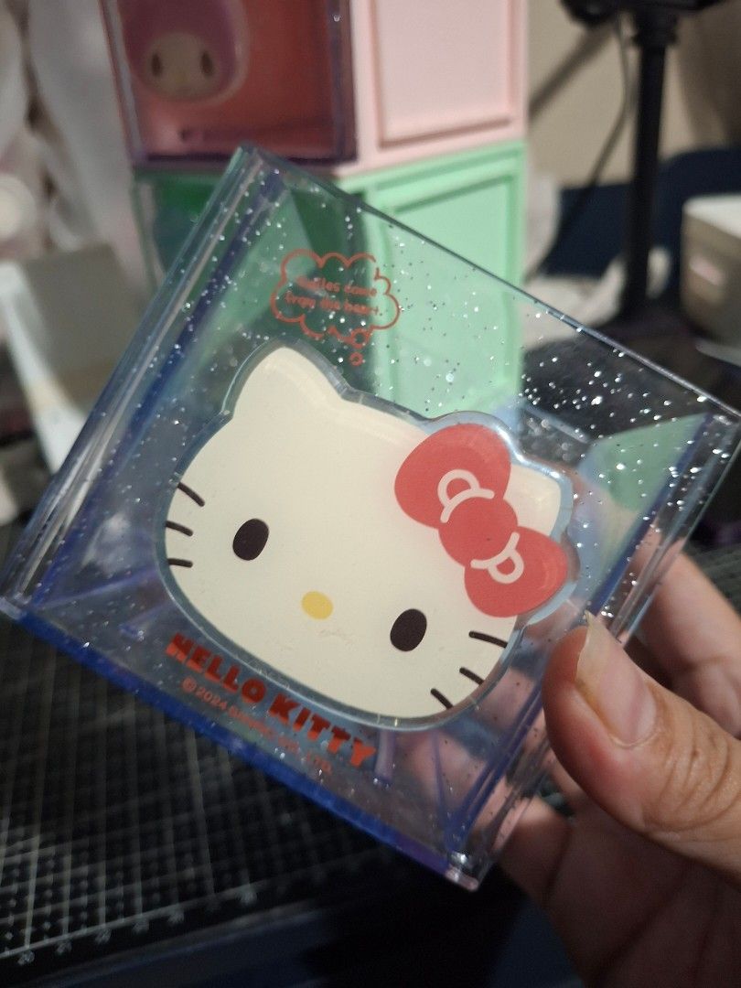 SANRIO Stackable Storage Boxes Set (Category: Storage Boxes & Baskets) located in Rizal. Submitted by emskititay (Listing ID 1469649856, Image 3). Description: Set of three stackable storage cube boxes featuring Sanrio characters. Pink My Melody box, green Cinnamoroll box, and blue Kitty box. Clear glitter sides with character faces on the front drawers. Great for organizing small stationery, trinkets, or desk accessories. Fun way to keep your de