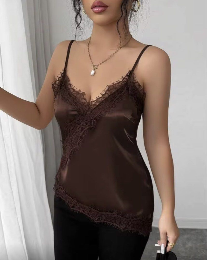 Satin Lace Asymmetrical Top (Category: Sleeveless) located in Manila. Submitted by juliaxgamboa (Listing ID 1469675223, Image 2). Description: .