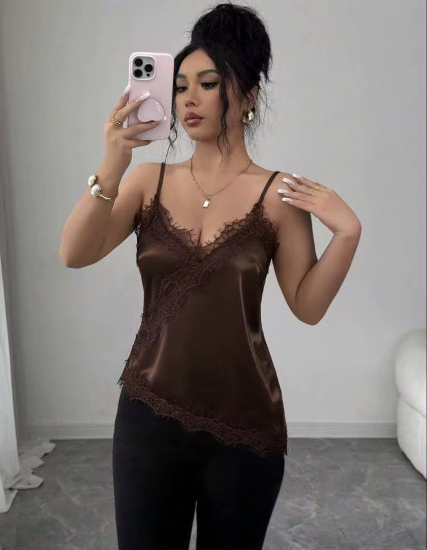 Satin Lace Asymmetrical Top (Category: Sleeveless) located in Manila. Submitted by juliaxgamboa (Listing ID 1469675223, Image 3). Description: .