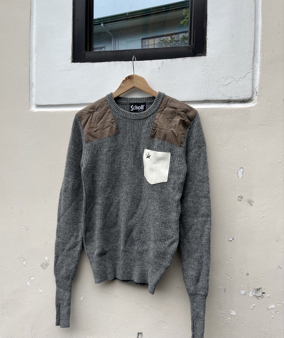 SCHOTT KNIT SWEATER (Category: Coats, Jackets and Outerwear) located in Baguio. Submitted by closetgc.clothingshop (Listing ID 1469609854, Image 2). Description: Schott nyc knit sweater Best fit medium like new condition .