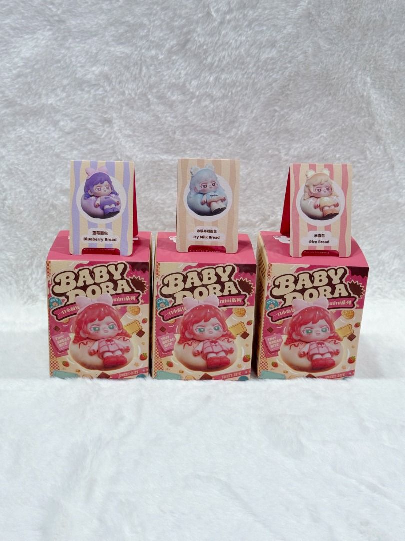 [SEALED] BABY DORA Tiny Bread Bite Series Mini Blind Box (Category: Designer & Blind Box Toys) located in Paranaque City. Submitted by mingooshake (Listing ID 1469750628, Image 2). Description: ON HAND | SEALED FOIL | COMPLETE INCLUSIONS (card and box) RFS: Not prio 350 EACH TAKE ALL - 800 ONLY MOP: Gcash/Maya/BDO/Unionbank (PAYO) MOD: SDD Lalamove/Grab | J&T (SF shouldered by buyer) 📍 Loc: San Martin de Porres, Paranaque (near Arca South, Tagui