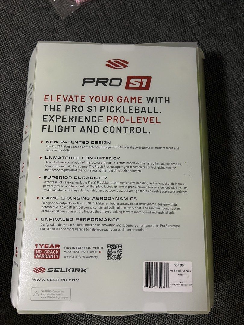 Selkirk Pro S1 ball (Category: Other Sports Equipment and Supplies) located in Quezon City. Submitted by worldofC (Listing ID 1469688010, Image 3). Description: 200 each Authentic.