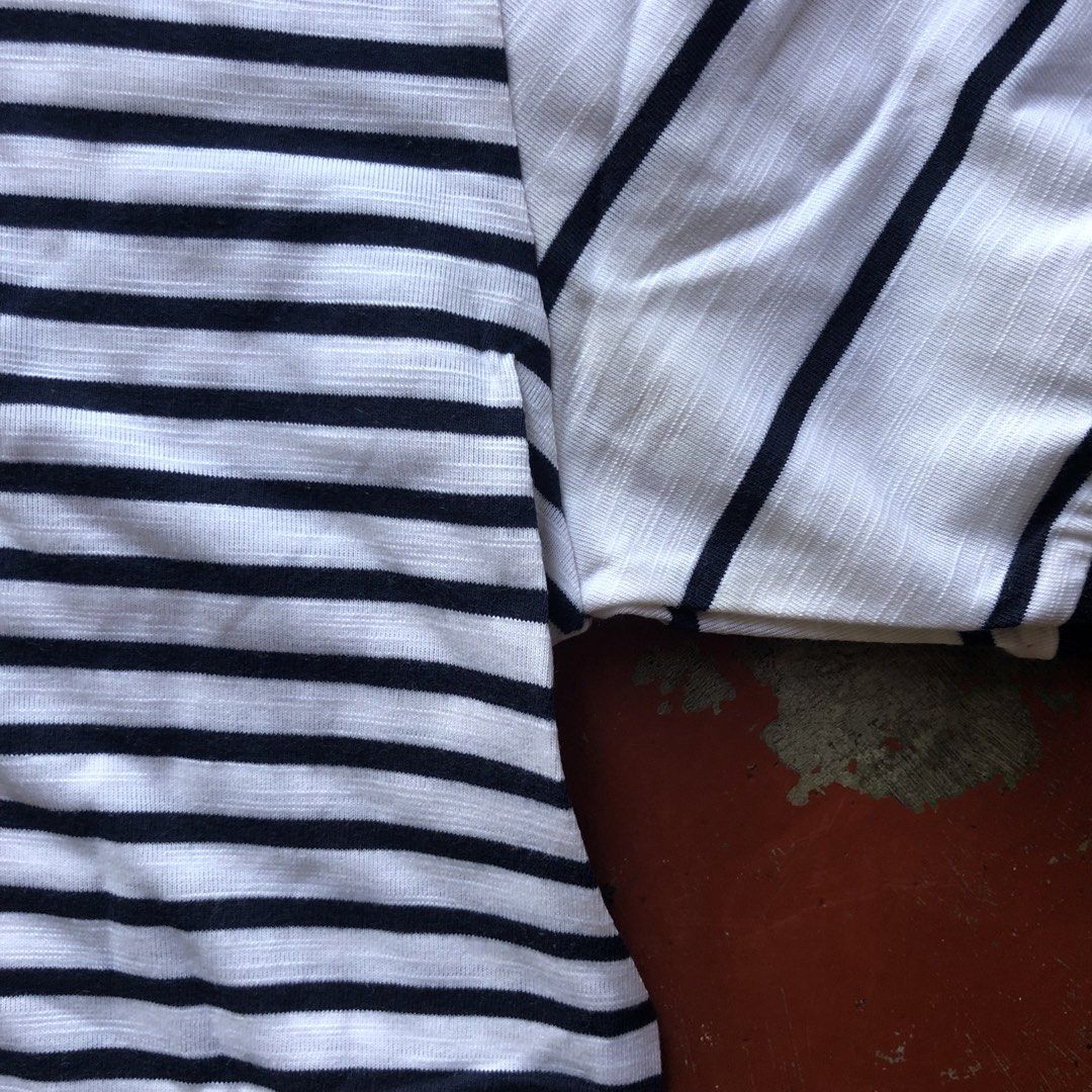 SEVEN JEANS Striped Polo (Category: Tshirts & Polo Shirts ) located in Manila. Submitted by dopethrift.cat (Listing ID 1469610722, Image 3). Description: Dimesion: Inches Width: 18" Length: 26" Sleeve: 8" Mop: gcash Ship: Lalamove or Jnt - Brand: SEVEN JEANS - Style: Striped polo shirt - Color: White and navy blue - Size: Large - Fit: Standard fit - Details: Short sleeves, contrasting dark collar and placket, lightweight fabric with horizontal st