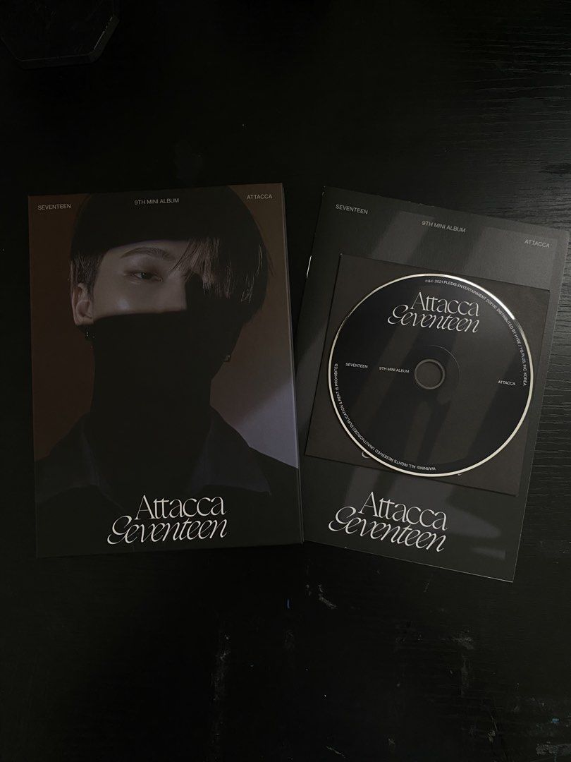 SEVENTEEN Attacca 9th Mini Album (Category: CDs & DVDs) located in Lipa City. Submitted by yenzi.ten (Listing ID 1469688187, Image 1). Description: - Album: SEVENTEEN 9th Mini Album 'Attacca' - Inclusions: Outer sleeve, photobook case, and black CD, 24/24 DINO PCS - Condition: Clean and carefully stored, great for collectors.