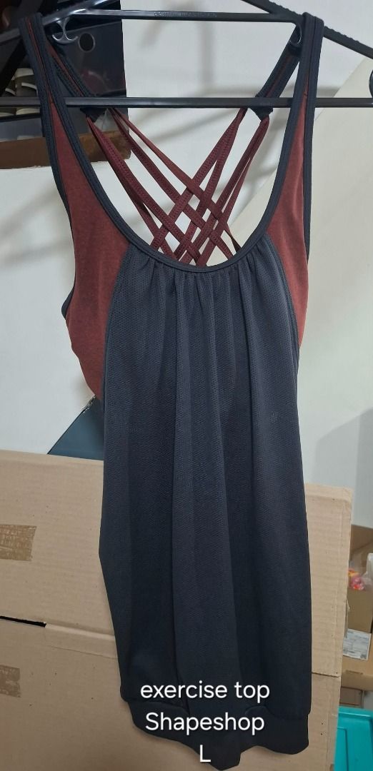 SHAPESHOP Navy Burgundy Workout Tank (Category: Activewear) located in Pasig City. Submitted by dripcounty (Listing ID 1469686088, Image 1). Description: SHAPESHOP Navy Burgundy Workout Tank ₱180 Bought in the Philippines Size: Large Condition: Good / preloved Navy and burgundy workout tank with mesh and strappy detail. Actual item shown in photos. Delivery fee shouldered by buyer (Lalamove / other courier). Item price excludes delivery. Payment 
