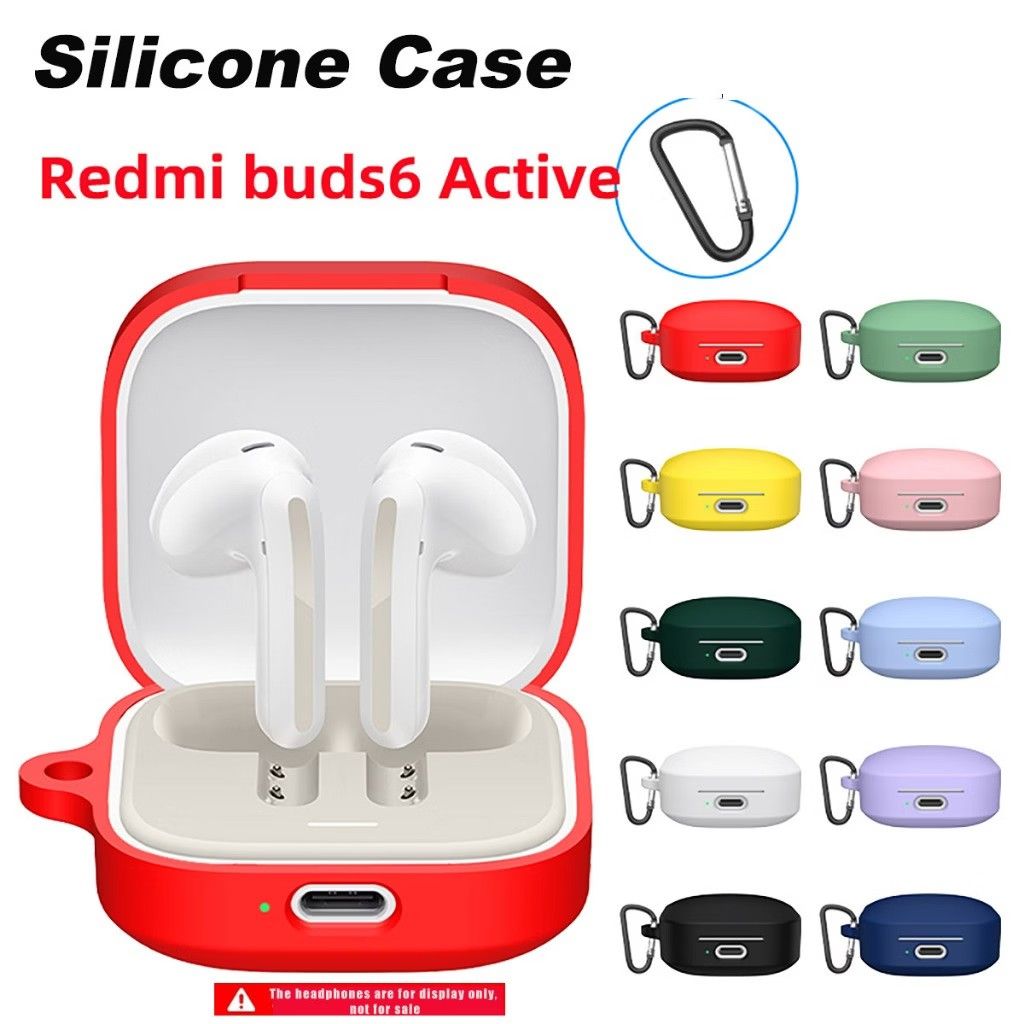 Silicone Case for Redmi Buds 6 Active (Category: Cases & Sleeves) located in Pasay City. Submitted by liz.a15 (Listing ID 1469713968, Image 3). Description: Protective silicone case made specifically for Redmi Buds 6 Active charging case. Precise cutout at the bottom for USB-C charging port and LED indicator. Includes a metal carabiner clip so you can attach it to bags or keys. Flexible material, easy to slip on and off. Multiple solid colors ava