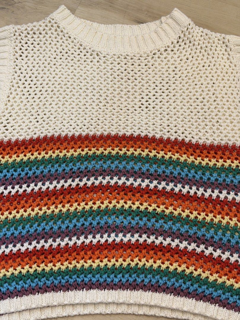 sleeveless crochet-style knit top (Category: Others Tops) located in Manila. Submitted by _____car0usell (Listing ID 1469684237, Image 3). Description: fits xs-small most fave! feels heavy and high quality.