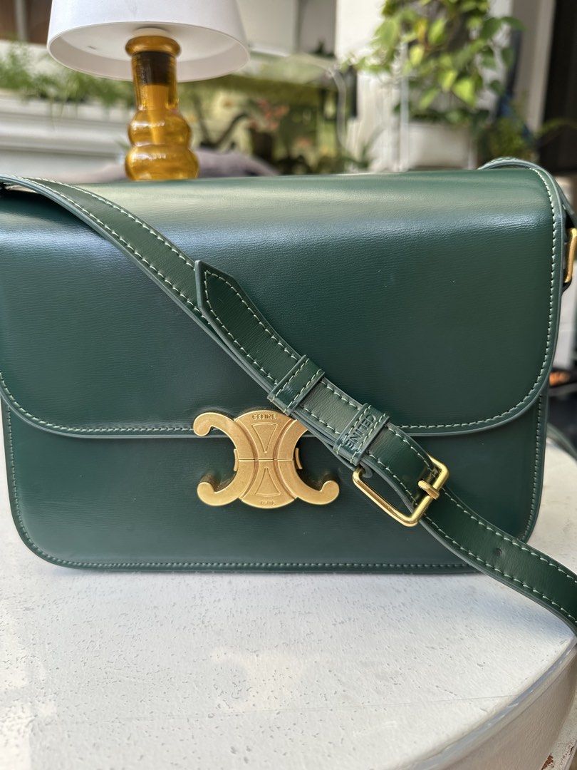 Sling bag (Category: Shoulder Bags) located in Manila. Submitted by joanparungao012022 (Listing ID 1469654308, Image 2). Description: Celine sling bag preloved bag * Color: green * Features: adjustable sling strap * Material: leather * Coded: yes * Zipper: none * This is a second hand bag please manage your expectations * Flaws: minimal sign of use * All bag are not-guaranteed (NGA) since it is bought from japan online seller * Its up to you to d