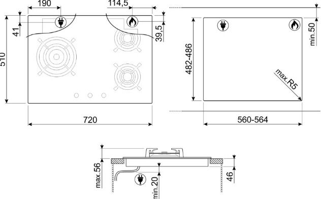 Smeg (PC73GNO) Glass top Gas cooker Hob (Display set), TV & Home ...