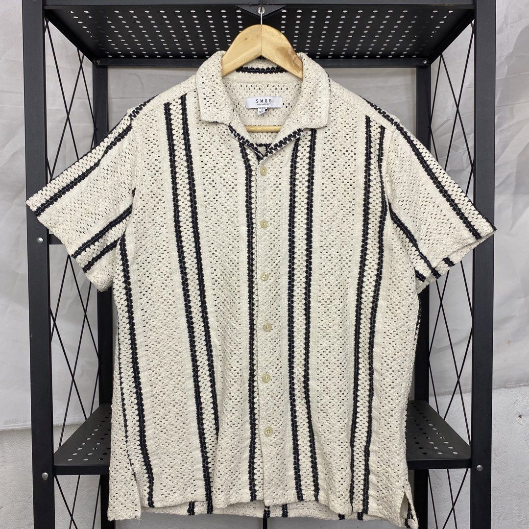 SMOG Striped Knit Polo (Category: Tshirts & Polo Shirts ) located in Cebu City. Submitted by cebuvntgvibes (Listing ID 1469667668, Image 1). Description: 22W x 27L (S-M) . Excellent to new condition. No issue. . Mine ₱750+sf.