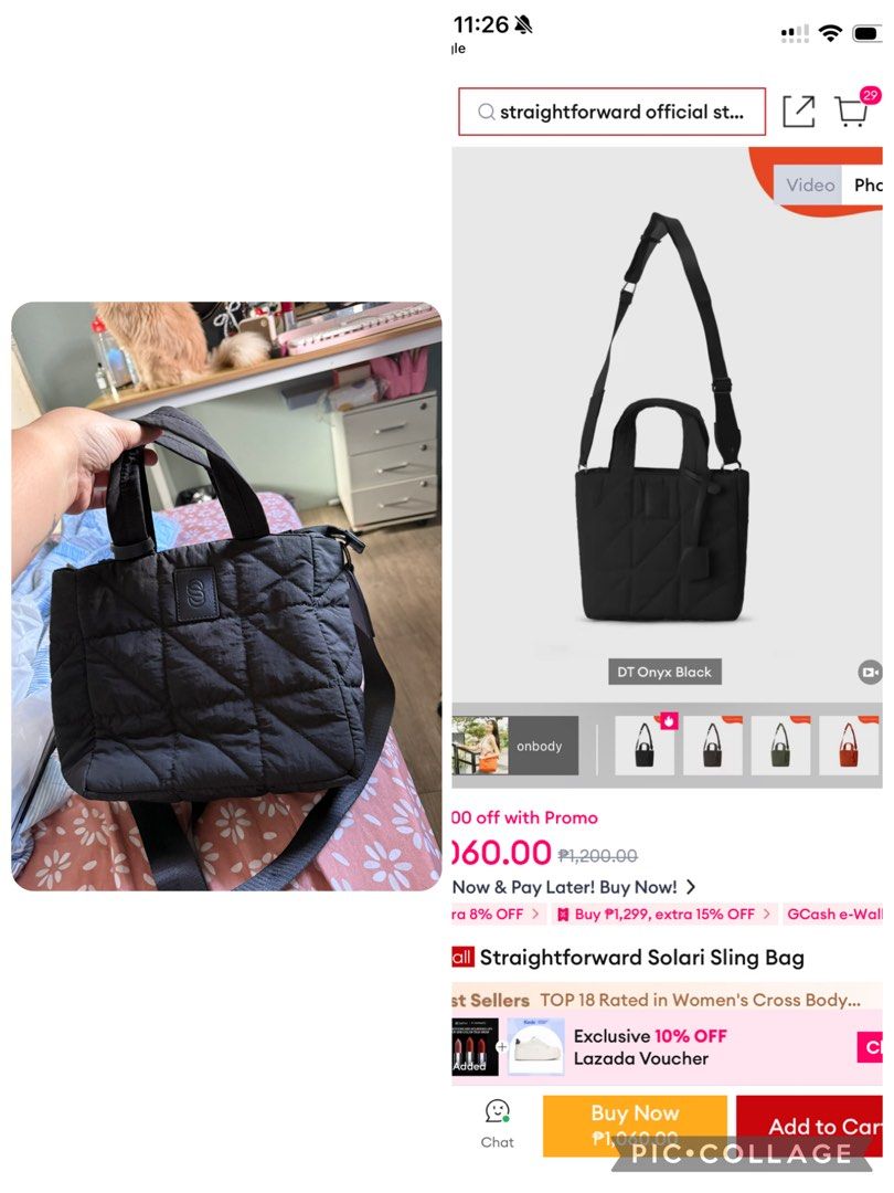 Straightforward Solari Sling Bag DT Onyx Black (Category: Sling Bags) located in Cavite. Submitted by shreemayc (Listing ID 1469599485, Image 1). Description: - Brand: Straightforward - Model: Solari Sling Bag - Color: DT Onyx Black - Material: Quilted nylon - Features: Structured square silhouette, top handle, adjustable crossbody strap, and front logo patch - Storage: Roomy main compartment ideal for daily essentials - Style: Sleek and minimali