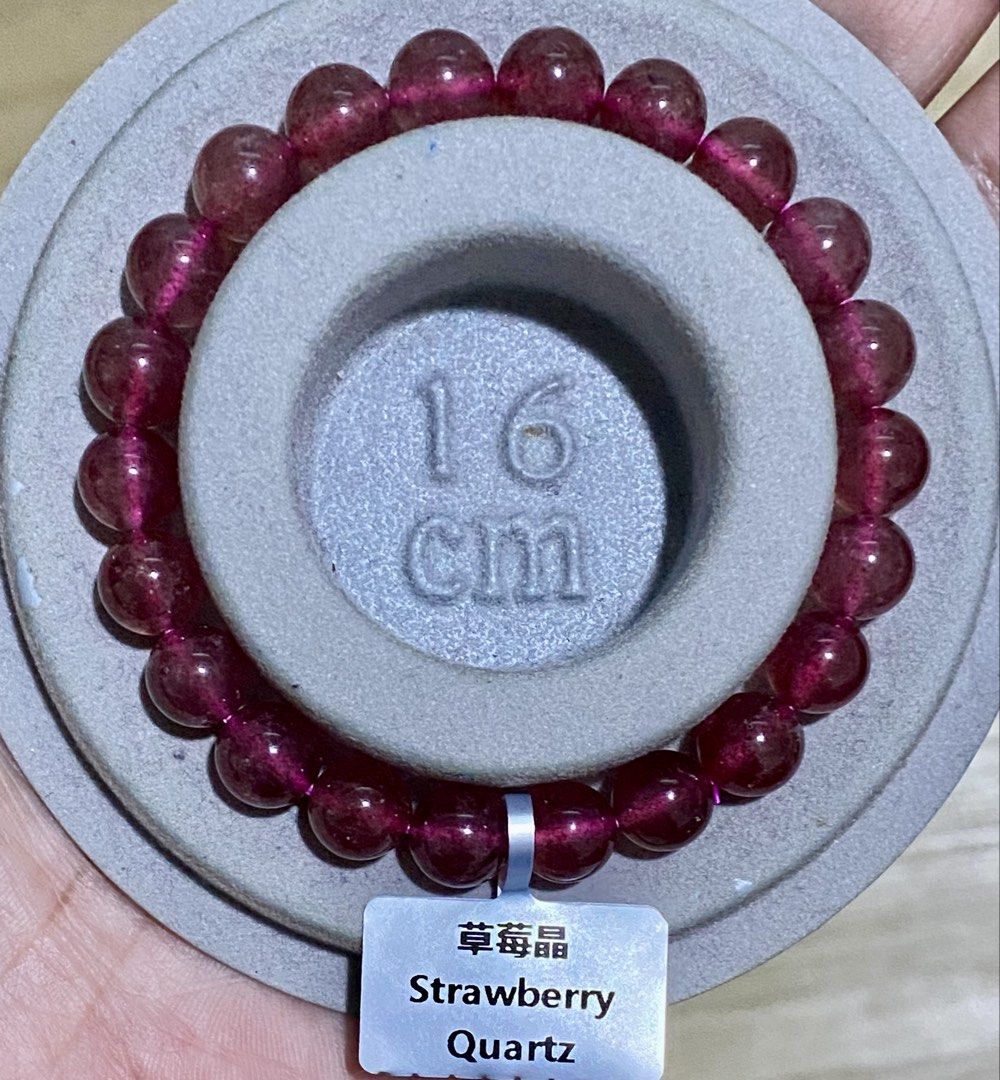 Strawberry Quartz Stretch Bracelet (Category: Bracelets) located in Pasig City. Submitted by talaversify (Listing ID 1469740610, Image 3). Description: Semi-precious stone: Strawberry Quartz 🍓 Stone size: 8mm Wrist size: 16cm 💠 Natural stone 💠.